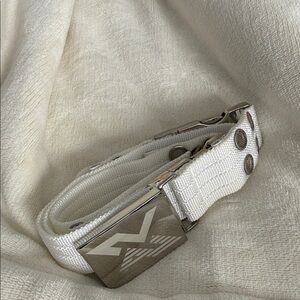 Armani Exchange White Belt with Silver Buckle